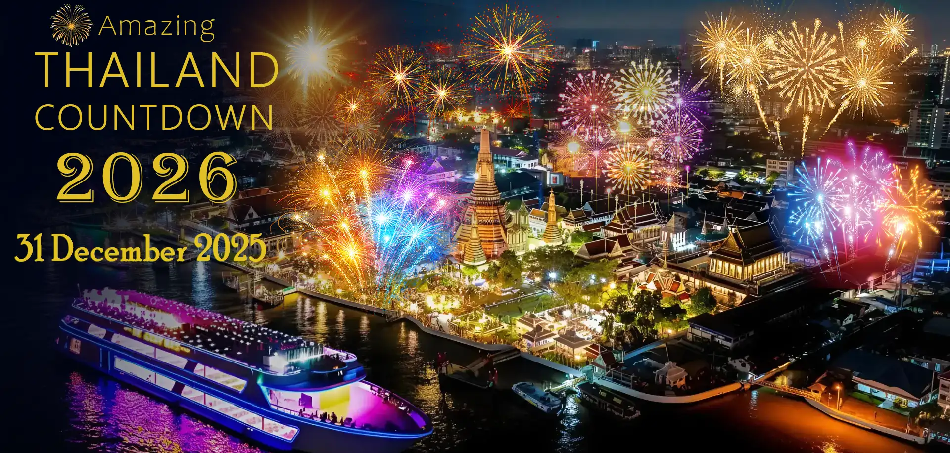 New Year’s Eve Dinner Cruises in Bangkok 2026: Countdown on the Chao Phraya River