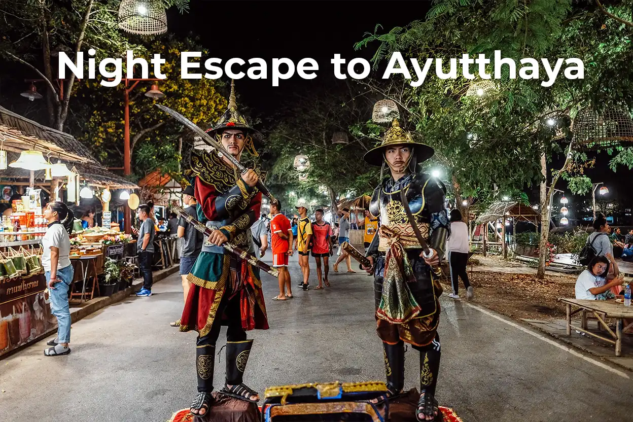 From Bangkok: Ayutthaya Night Tour with Night Market and Hotel Transfer (Join Tour)