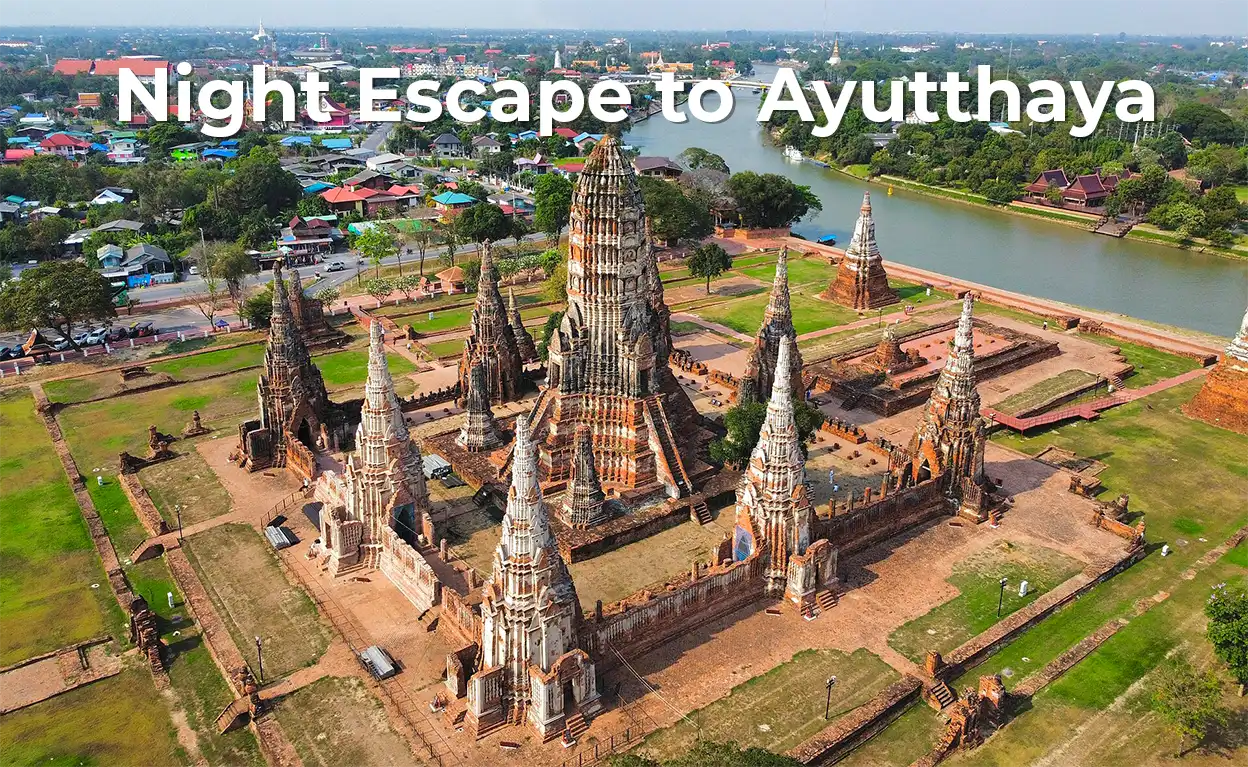 From Bangkok: Ayutthaya Night Tour with Night Market and Hotel Transfer (Join Tour)