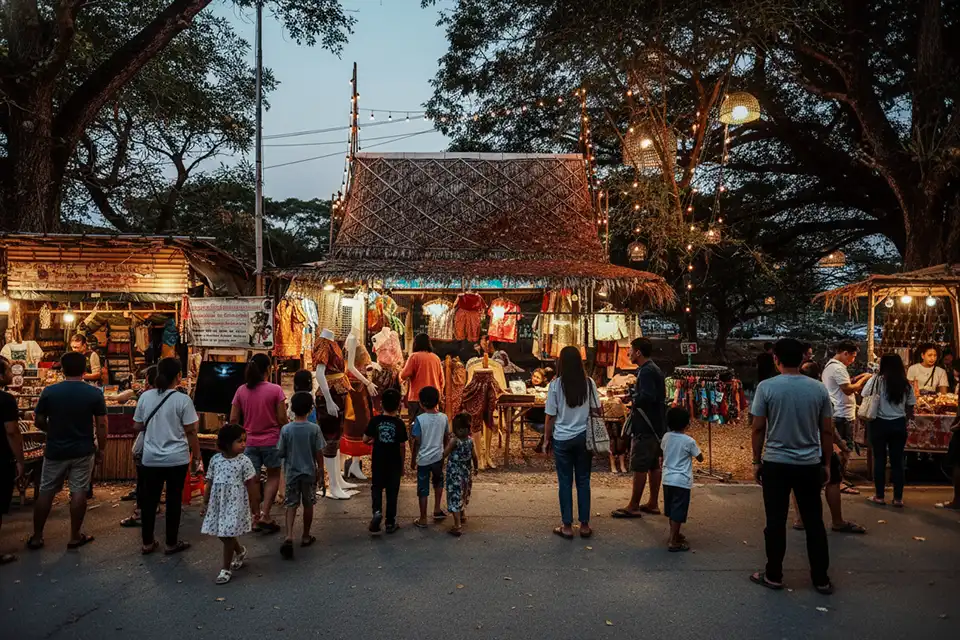 From Bangkok: Ayutthaya Night Tour with Night Market and Hotel Transfer (Join Tour)