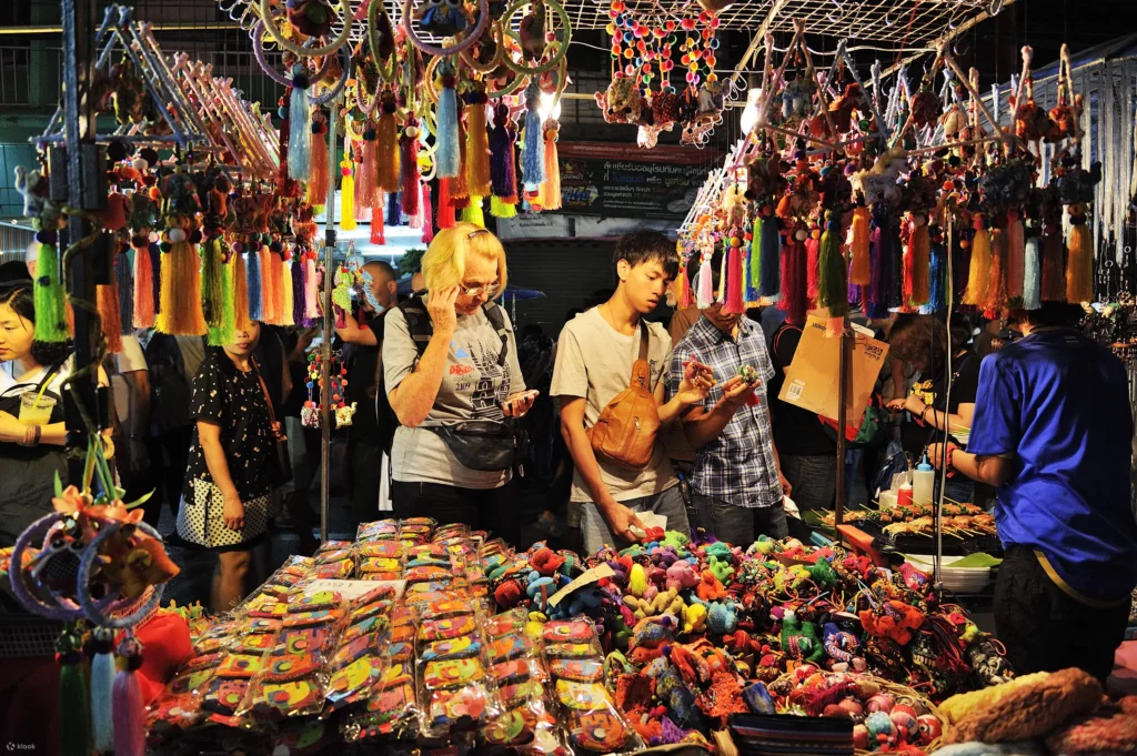 Chiang Mai Saturday Walking Street Wua Lai Road Food Souvenir Market Scene Vendors