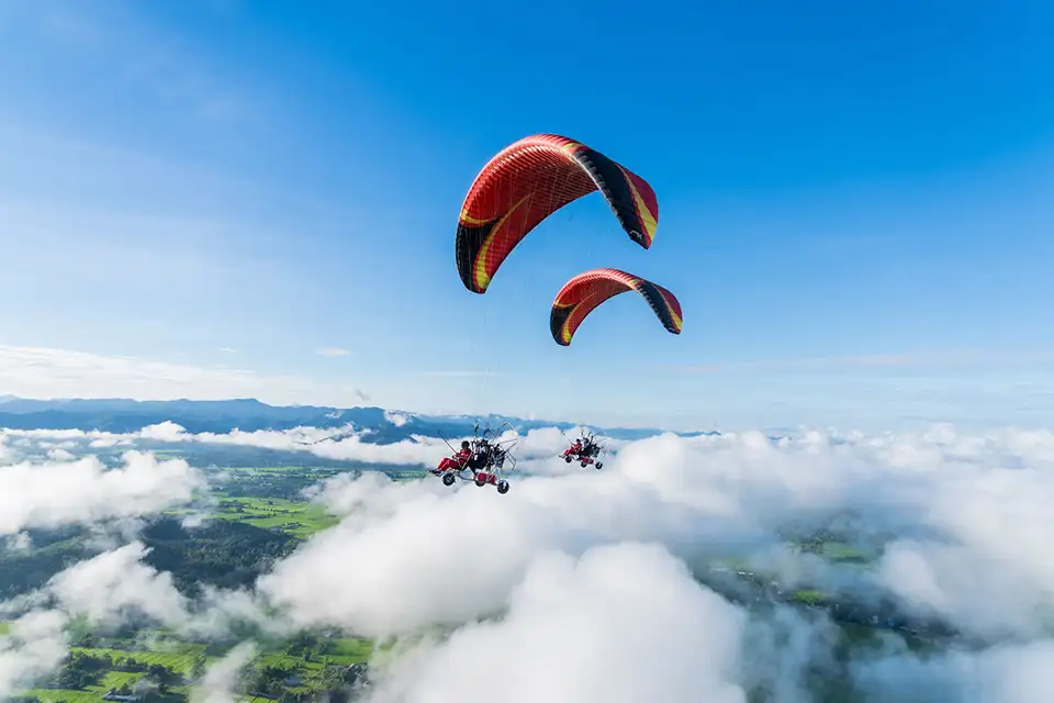 Sky View Paramotor Flight Over Chiang Mai