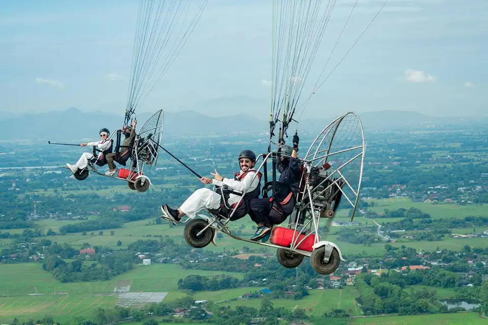 Sky View Paramotor Flight Over Chiang Mai
