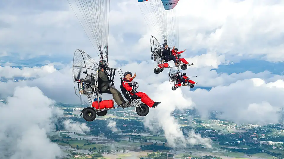 Sky View Paramotor Flight Over Chiang Mai