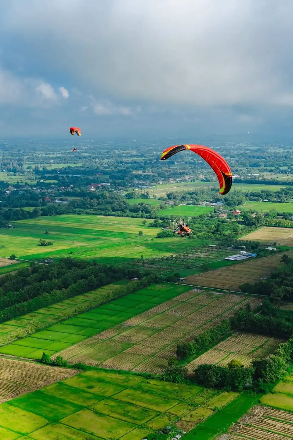 Sky View Paramotor Flight Over Chiang Mai