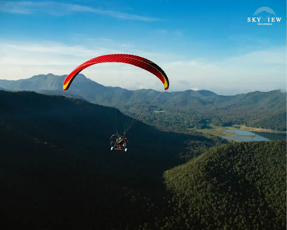 Sky View Paramotor Flight Over Chiang Mai