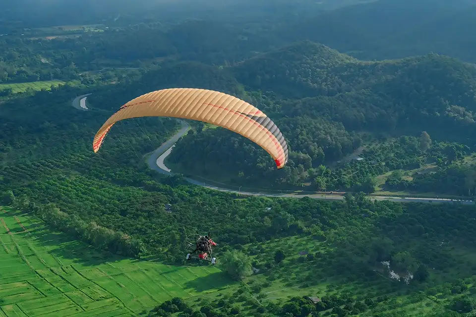 Sky View Paramotor Flight Over Chiang Mai