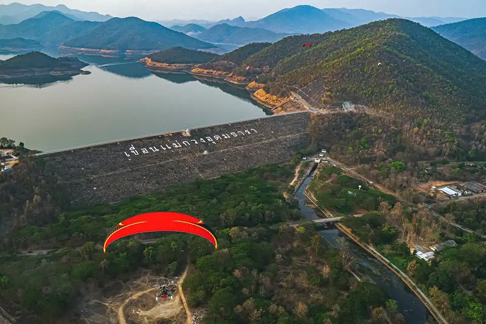 Sky View Paramotor Flight Over Chiang Mai