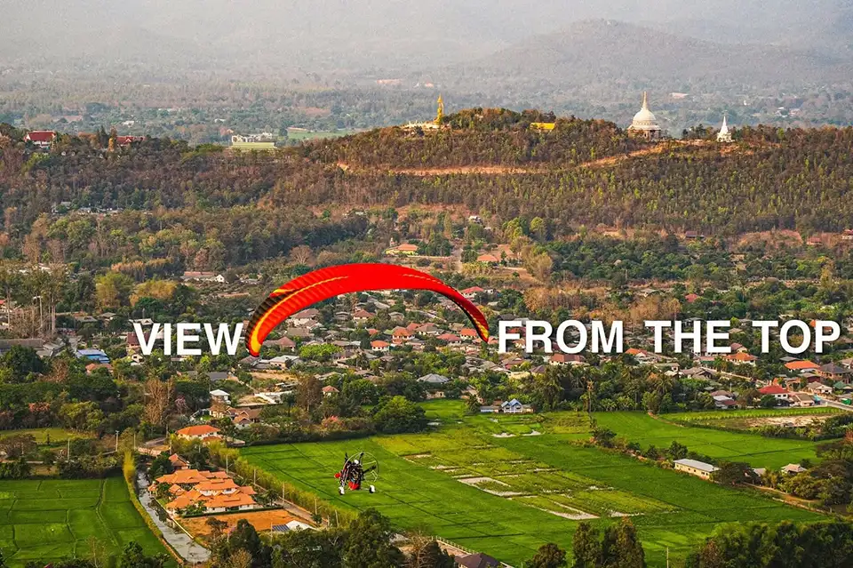 Sky View Paramotor Flight Over Chiang Mai
