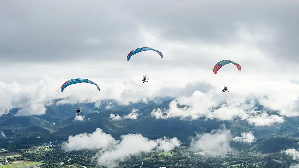 Sky View Paramotor Flight Over Chiang Mai