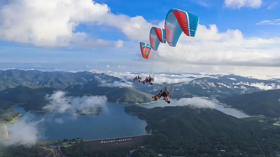 Sky View Paramotor Flight Over Chiang Mai