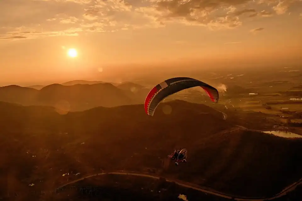 Sky View Paramotor Flight Over Chiang Mai